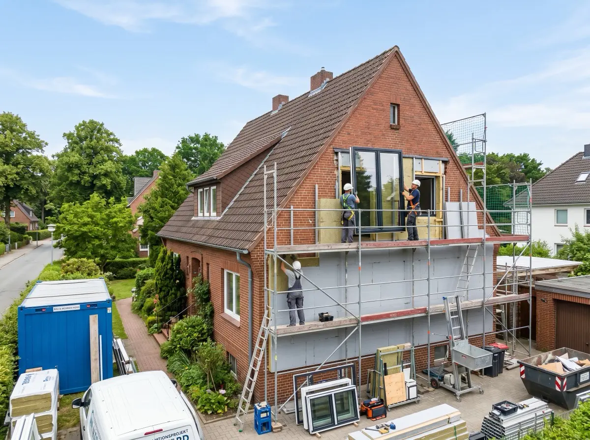 Sanierung eines norddeutschen Hauses mit Gerüst